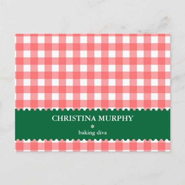 Postale Carte de recette rouge verte en vichy doublée (Devant)