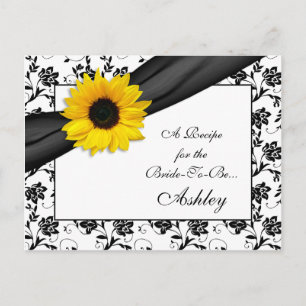 Postale Carte de recette Sunflower Damask pour la mariée à