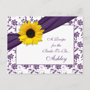 Postale Carte de recette Sunflower Purple Damask pour la m