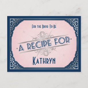 Postale Carte de recette Vintage couleur rose pâle marine 