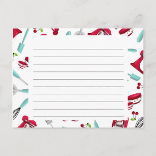 Postale Carte de recettes Aqua et Red Kitchen Gadget