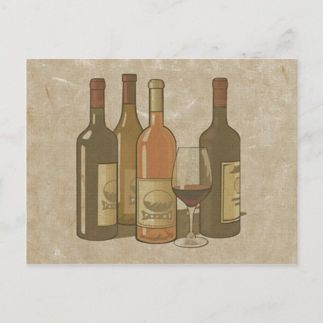 Postale Carte de recettes Bouteilles de vin vintages (Devant)