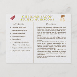 Postale Carte de recettes Cheddar Bacon Stuffed Mushrooms