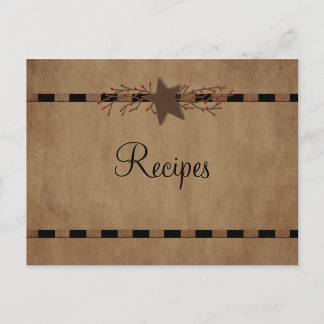 Postale Carte de recettes Country Star (Devant)