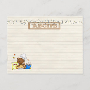 Postale carte de recettes de chef en peluche