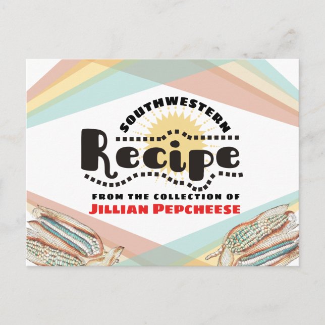 Postale Carte de recettes de cuisine de maïs bleu mexicain (Devant)