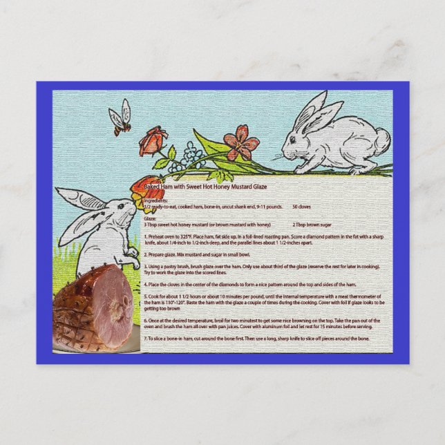 Postale Carte de recettes de jambon cuit Pâques (Devant)