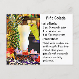Postale Carte de recettes de la Journée nationale Piña Col