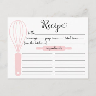 Postale Carte de recettes de Whisk rose Lettré à la main m