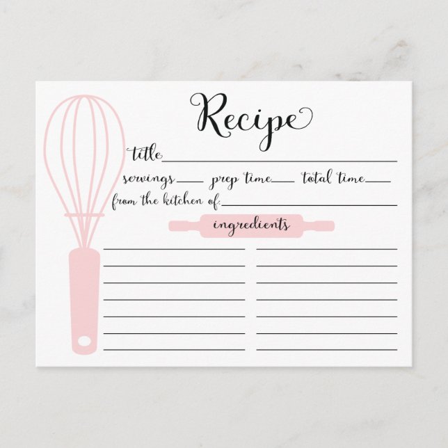 Postale Carte de recettes de Whisk rose Lettré à la main m (Devant)