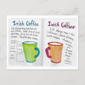 Postale Carte de recettes I Wish Coffee