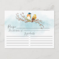 Carte de recettes Inséparables d'aquarelle moderne