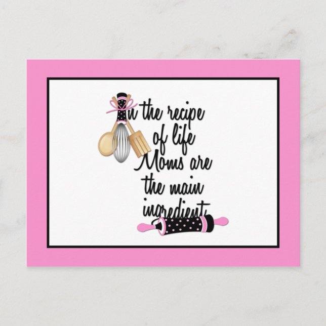 Postale Carte de recettes maman rose et noire (Devant)
