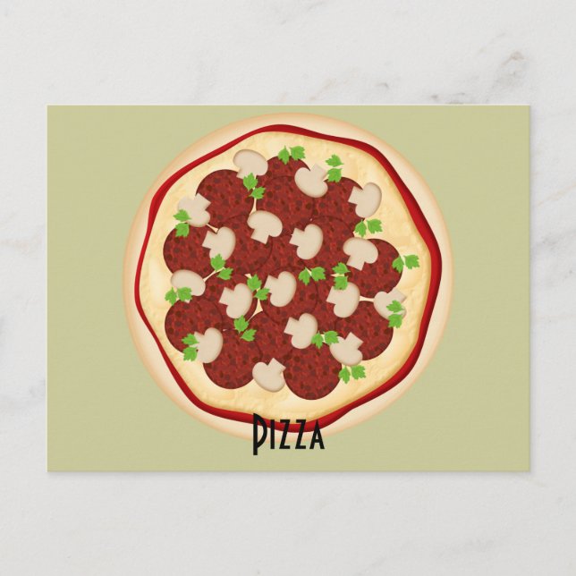 Postale Carte de recettes Pepperoni et Champignons Pizza (Devant)