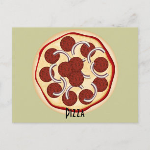 Postale Carte de recettes Pepperoni et Oignons Pizza