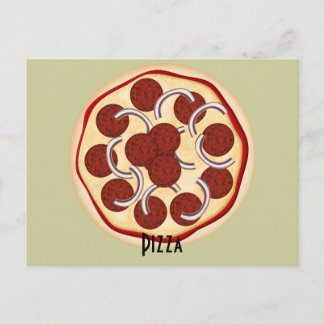 Postale Carte de recettes Pepperoni et Oignons Pizza