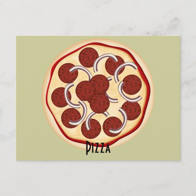 Postale Carte de recettes Pepperoni et Oignons Pizza (Devant)