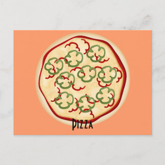 Postale Carte de recettes Pizza Poivrons rouges et verts