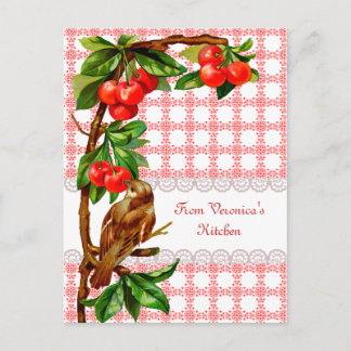 Postale Carte de recettes pour les oiseaux et les cerises
