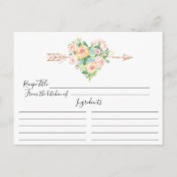 Carte de recettes romantique Floral Heart
