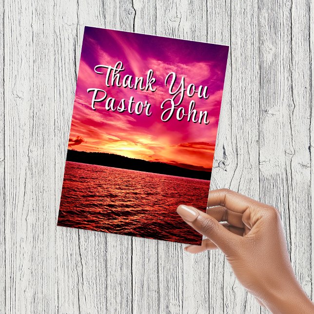 Postale Carte de reconnaissance de pasteur | Coucher de so (Pastor Appreciation Postcard | Ocean Pink Sunset)