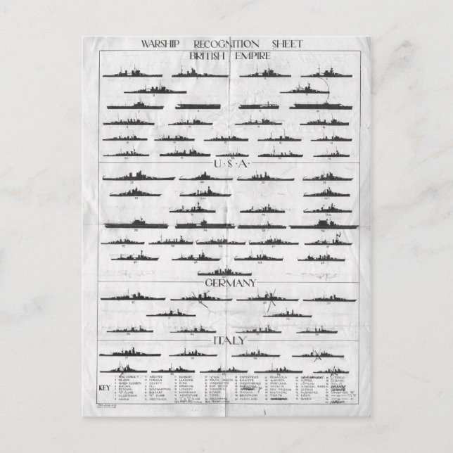 Postale Carte de reconnaissance du navire de guerre de la  (Devant)