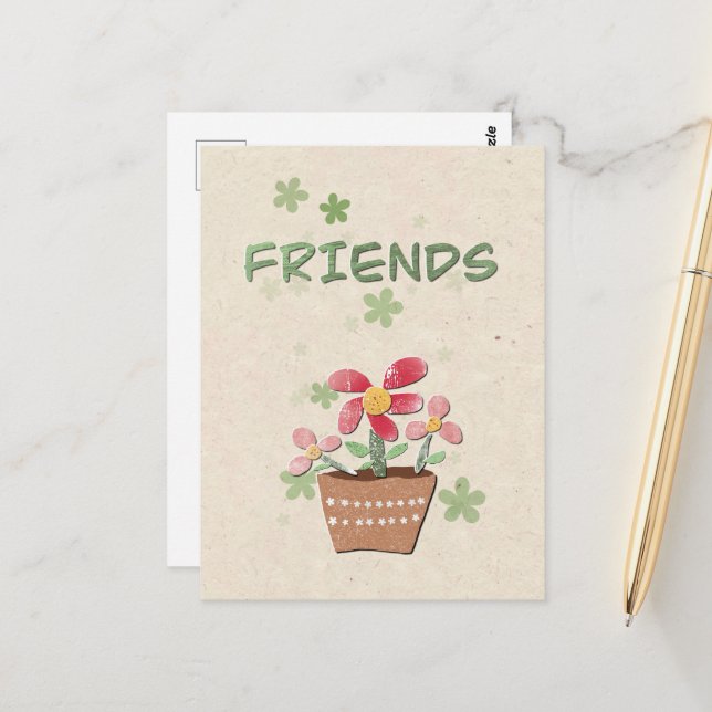 Postale Carte de remerciement à mes amis (Devant/Arrière en situation)