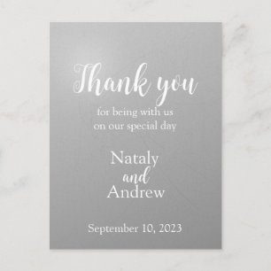 Postale Carte de remerciement argent métallique