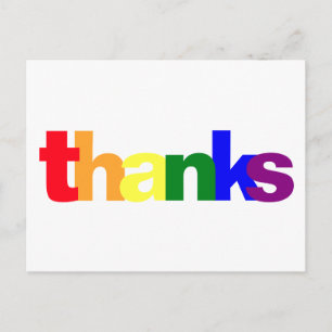 Postale Carte de remerciement aux couleurs de l'arc-en-cie