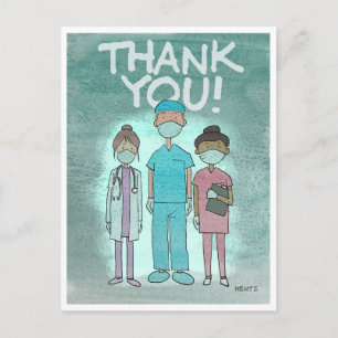 Postale Carte de remerciement aux travailleurs de la santé