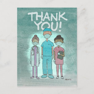 Postale Carte de remerciement aux travailleurs de la santé