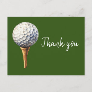 Postale Carte de remerciement avec balle de golf sur tee