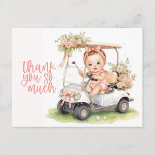 Postale Carte de remerciement balle de golf pour bébé fill