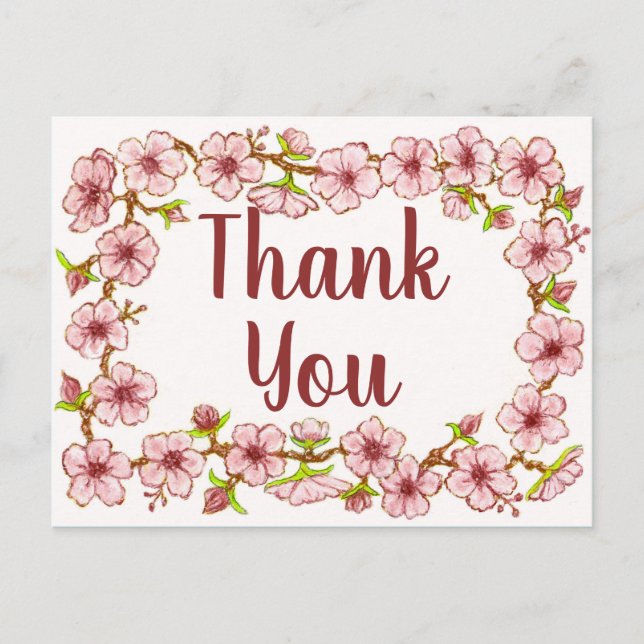 Postale Carte de remerciement Blossoms Border~2 (Devant)