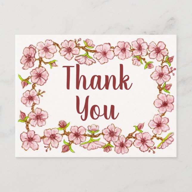 Postale Carte de remerciement Blossoms Border~3 (Devant)