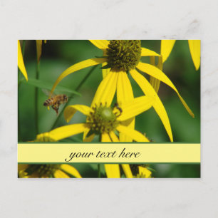 Postale Carte de Remerciement Botanique Abeille Vintage