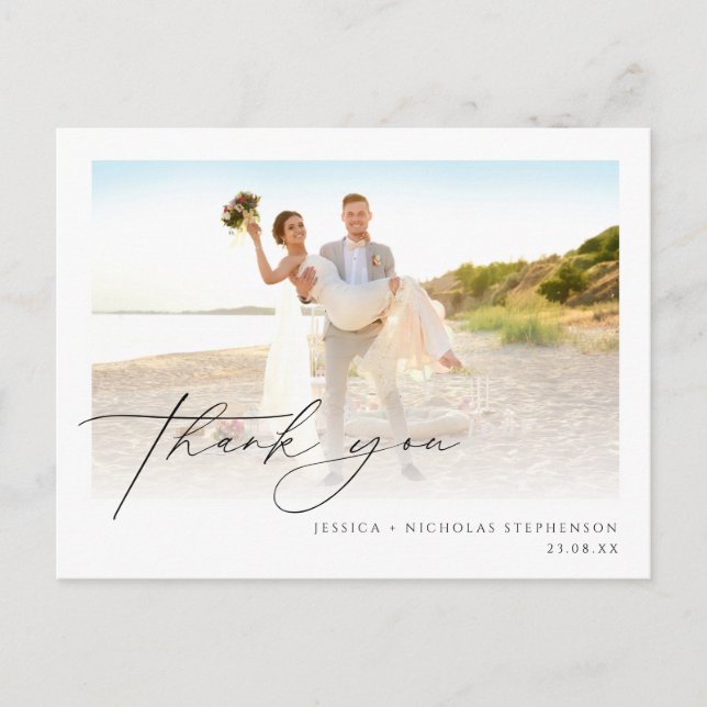 Postale Carte de remerciement calligraphiée pour mariage (Devant)