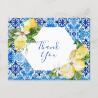 carte de remerciement carrelage floral citron médi