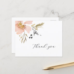 Postale Carte de remerciement classique à motif floral aqu