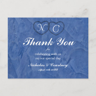 Postale Carte de remerciement Cœurs Bleus Toscans