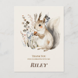 Postale Carte de remerciement d'anniversaire de l'écureuil