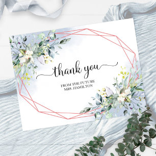 Postale Carte de remerciement de bapteme de mariage géomét