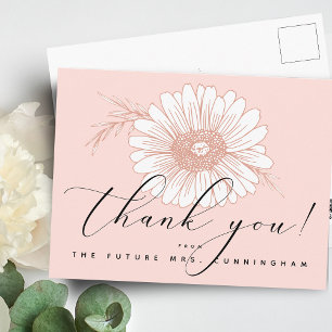 Postale Carte de remerciement de fiançailles Fleur de scri