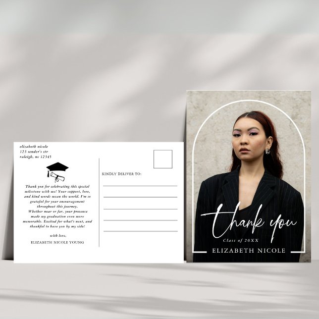 Postale Carte de remerciement de fin d'études avec arche p (Créateur téléchargé)