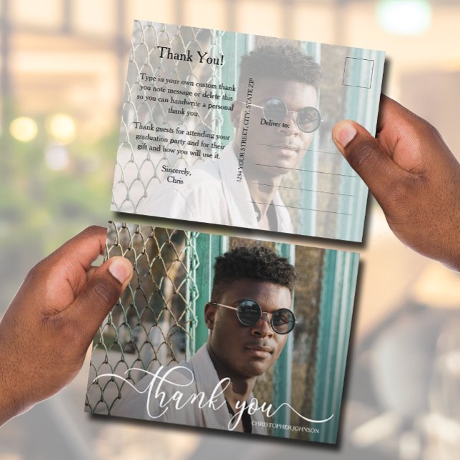 Postale Carte de remerciement de fin d'études Chic 2 Photo (Créateur téléchargé)