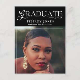 Postale Carte de remerciement de fin d'études chic avec ph