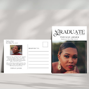 Postale Carte de remerciement de fin d'études chic avec ph