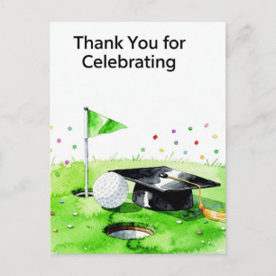 Postale Carte de remerciement de fin d'études de golf sur