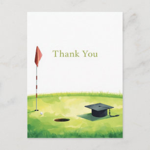 Postale Carte de remerciement de fin d'études de golf sur
