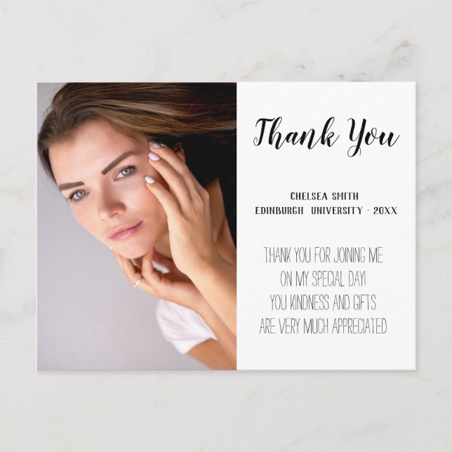 Postale Carte de remerciement de fin d'études en écriture  (Devant)